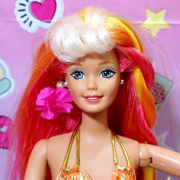 Hula Hair Barbie Doll in Grass Skirt Bikini 1996 Mattel #17047 - Picture 2 of 7